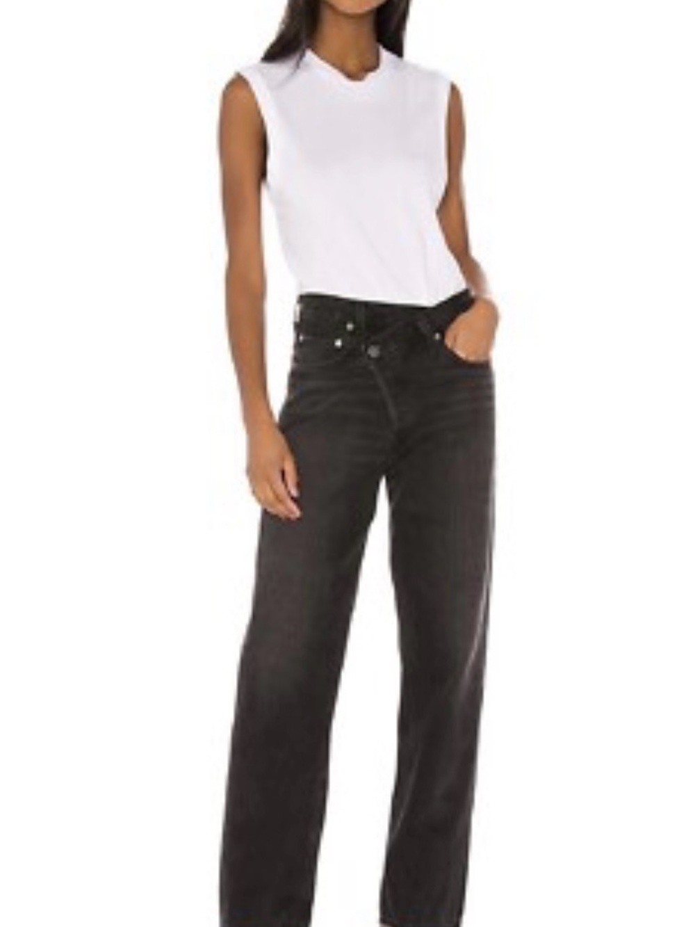Agolde criss-cross Straight Leg Jeans in Washed Black